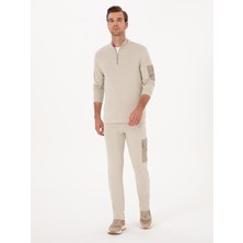 Cacharel Erkek Bej Slim Fit Kargo Cepli Paçası Düz Eşofman Altı 50309820-VR011