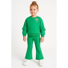 Gigi Giyim Çiçek Nakışlı Ispanyol Paça Üç Ip Kız Çocuk Takım