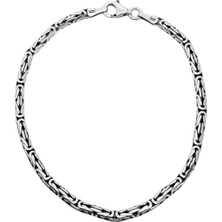 Oya Silver Yuvarlak Kral Gümüş Zincir Erkek Bileklik – 3 mm