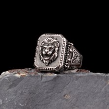 Takı925 925 Ayar Gümüş Aslan Motifli Erkek Yüzük