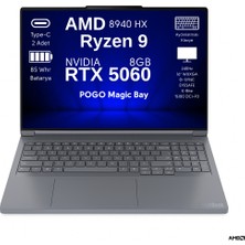 Lenovo Thinkbook 16P Amd Ryzen 9 8940HX 32GB 2tb SSD Nvidia Geforce Rtx 5060 8gb Ekran Kartı 16" Wqxga IPS 500NITS 240Hz G-Sync Ekran Windows 11 Pro Taşınabilir Bilgisayar 21U00013TX W2