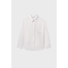 Mayoral Kız Çocuk Regular Fit Nakışlı Cep Detaylı Gömlek - Krem