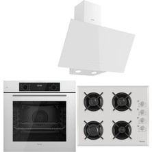 Ferre Whıte Plus Serisi 3lü Cam Ankastre Set (QBL63CB-1140B-D078)