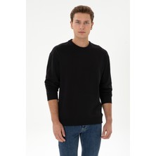 U.S. Polo Assn. Erkek Comfort Fit Bisiklet Yaka Siyah İnce Sweatshirt 50316378-VR046