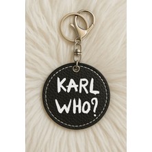 Nurdic Unisex Erkek/kadın Deri Anahtarlık Esprili Baskılı Kancalı Siyah Renk: Karlwho