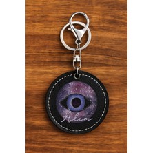 Nurdic El Yapımı Siyah Özel Dikiş Suni Deri Kişiye Özel Isimli Isim Yazılı Anahtarlık Evileye