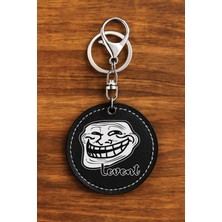 Nurdic El Yapımı Siyah Özel Dikiş Suni Deri Kişiye Özel Isimli Isim Yazılı Anahtarlık Troll