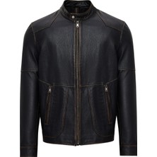 Derimod James Erkek Siyah Hakim Yaka Deri Mont 25WGE6588VD