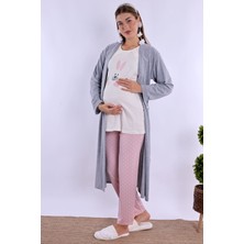 Effortt Pembe Sabahlıklı Hamile Lohusa Pijama Takımı