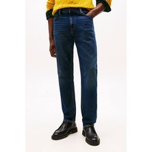 Tommy Hilfiger Erkek Regular Fit Düz Paça Eskitme Görünümlü Jean Pantolon - Lacivert