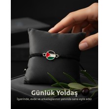 Zaytoon Çelik Bileklik Filistin Sembolü Renkli Yuvarlak Bayrak Unisex
