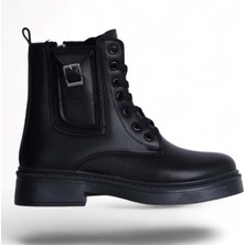 Scarletta M-458 Siyah-Krem Kışlık Kadın Bot Ayakkabı