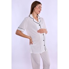 Effortt Ekru Hamile Lohusa Pijama Takımı