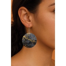 Nurdic Kadın Küpe Desenli Stilist Kancalı 3.5X5CM Yuvarlak Şeffaf Küpe Alessandra