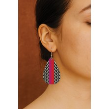 Nurdic Kadın- Küpe Desenli Stilist Kancalı Baskılı Küpe Damla Şeffaf Freesia