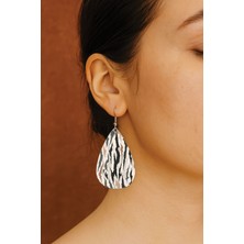 Nurdic Kadın- Küpe Desenli Stilist Kancalı Baskılı Küpe Damla Şeffaf Allover