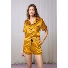Alissa Kadın Saten Altın Biyeli Şortlu Takım FW9AK1A7KL
