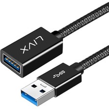 Misda Store Rope 5gbps Hızlı Veri Aktarımı USB 3.0 Erkek Dişi Uzatma Kablosu Halat Örgülü 2 Metre