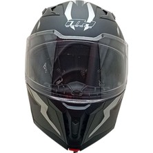 Mh 928 Çene Açılır Mat Siyah Beyaz Kask