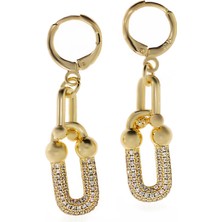 Celikchi Kadın Taşlı Çelik Halka Detay Küpe