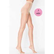 MELENERS 3 Adet Kadın Super Ince Mat 15 Den Külotlu Çorap Açık Ten