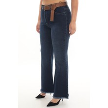 AlanyaXXL Büyük Beden Kadın Ispanyol Paça Toparlayıcı Yüksek Bel Pantolon