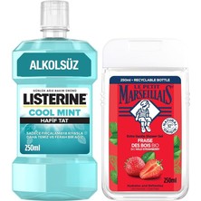 Misda Store Petit Marseillais Duş Jeli Akdeniz Çileği 250 ml + Listerine Cool Mint Ağız Bakım Suyu Hafif Tat 250 ml