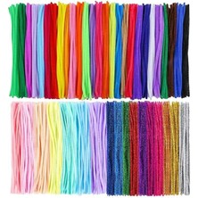 Pastel Metalik ve Ana Renkler 30 cm 150 Li 1 Paket Renkli Tüylü Tel Peluş Tel 30 cm Elişi Okul Projeleri Süsleme