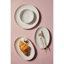 Porselen Bone Luz Form 27 Parça 6 Kişilik Yemek Takımı Altın File