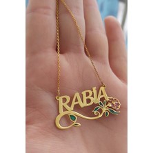 Özgür Takı 925 Ayar Gümüş 24 Ayar Altın Kaplama Isimli Karanfil Kolye