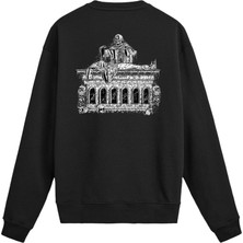 Colermi Sırt Baskılı Gotik Mezar Tasarımlı Sweatshirt