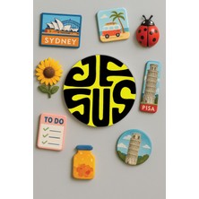 Nurdic Modern ve Dekoratif Yuvarlak Buzdolabı Magneti Magnet Büyük Boy 10X10 cm - Jesus