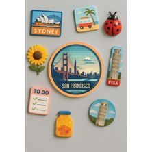 Nurdic Modern ve Dekoratif Yuvarlak Buzdolabı Magneti Magnet Büyük Boy 10X10 cm - San Francisco