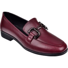 Beety Hakiki Deri Tokalı Makosen Kadın Ayakkabı BEE-12006   Bordo