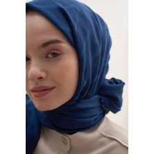 Carell Vence Çift Taraflı Geometrik Desen Ipek Şal Petrol Mavisi