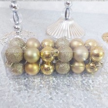 Hayaller Dükkanı 24 Li 3 cm Cici Toplar Yılbaşı Ağaç Süsü Altın