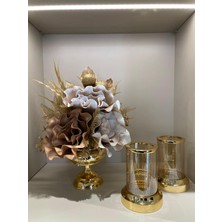 TASARIMHMODA Yapay Çiçekli 3 Parça Set Gold No:2