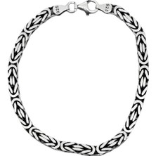 Oya Silver Köşeli Kral Gümüş Zincir Erkek Bileklik – 5.5 mm