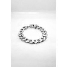 Oya Silver Kalın Gümüş Gurmet Zincir Bileklik 23.5cm [GRMT1]