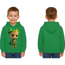 Sedirli Unisex Groot Baskılı Çocuk Swaetshirt Kapüşonlu 3 Iplik Şardonlu