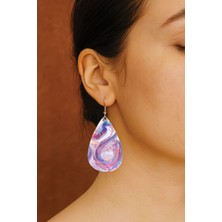 Nurdic Kadın- Küpe Desenli Stilist Kancalı Baskılı Küpe Damla Şeffaf Akrabalarım