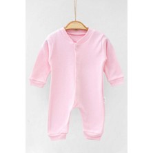 Dinamik çocuk Yenidoğan Bebek Düz Renkli Çıtçıtlı Unısex Bebek Tulumu %100 Pamuk Esnek 1-3-6AY