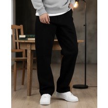 Erkek Siyah Baggy Oversize Geniş Paça Jean Kot Pantolon