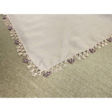 Htm Yapı Anne Eli Ile Işlenmiş Tığ Oyalı Yazma Örtü Yerli Üretim 100X100CM