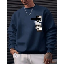 Punix Punıx Büyük Beden Özel Tasarım New Moment Baskılı Yuvarlak Yaka Oversize Erkek Battal Sweatshırt