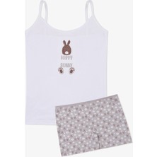 Koza İç Giyim Kız Çocuk Tavşan Baskılı Pamuklu Atlet Boxer Takım