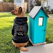 Petite Pati Wanted Siyah Baskili Ici Polarli Köpek Kıyafeti Sweatshirt