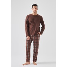 Koza İç Giyim Erkek Pamuklu Uzun Kollu Ekose Desenli Pijama Takımı