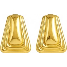 Venüs Design Gold Renkli Çelik Tess Küpe Kadın Kullanıcılar İçin Şık Tasarım