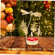 Keyfim Shop Isı Ile Dönen Metal Mumluk – Çam Ağacı Modeli, Altın Renk, Yılbaşı ve Yeni Yıl Dekoratif Mumluk